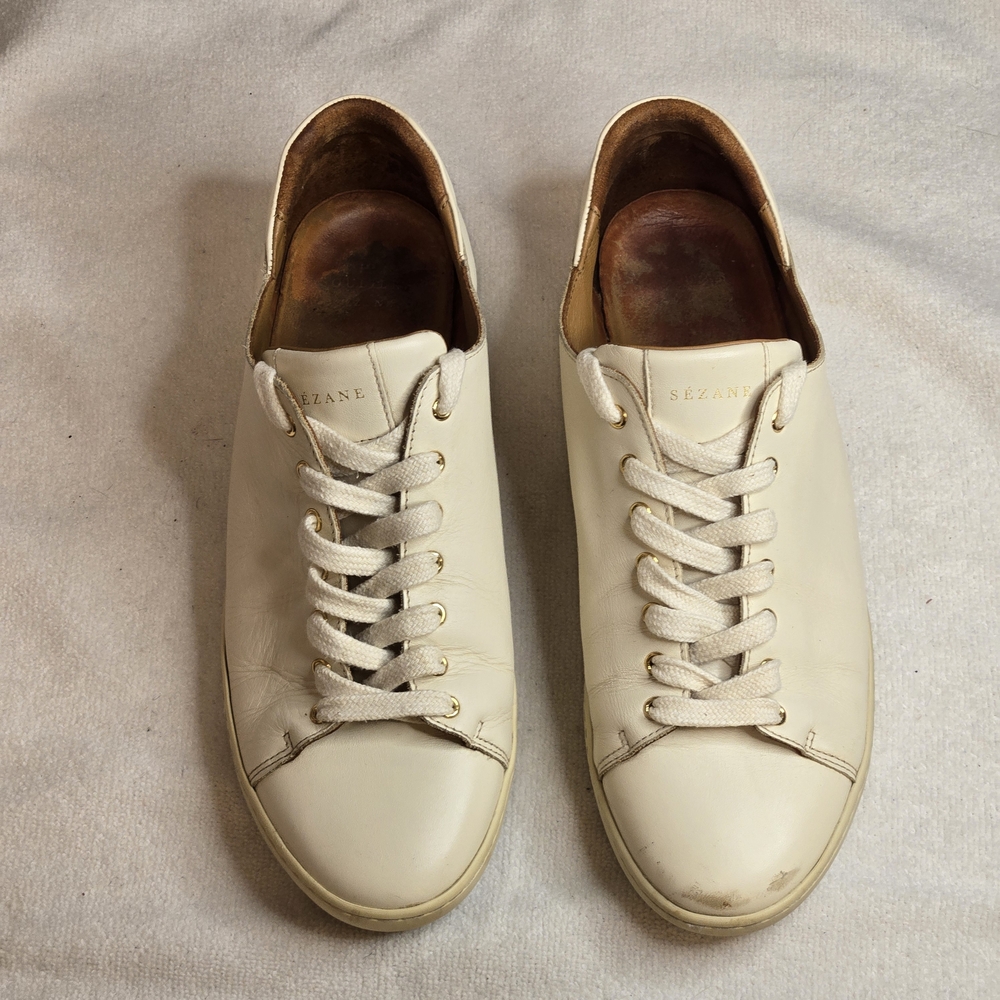 Sézane Jack Sneakers - Smooth Ecru Leather Size EUR 41 US 10